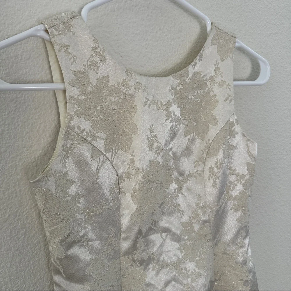 Jessica‎ McClintock Vintage Girls 10 Ivory Floral Brocade Formal Dress Coquette